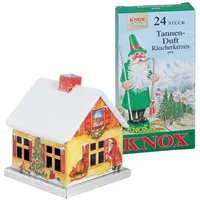 Knox Räucherhaus aus Metall - Weihnachtsmann mit 24 Räucherkerzen - Duft: Tannenduft - für Räucherkerzen der Größe M