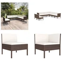 vidaXL 9 tlg. Garten Lounge Set mit Auflagen Poly Rattan Braun - Garten-Sofagarnitur - Garten-Sofagarnituren - Gartensofa-Set - Gartensofa-Sets - Braun