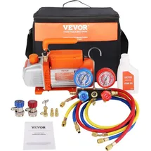 Vevor Mophorn - Vevor Vakuumpumpe 100l/min Unterdruckpumpe 1-stufig 220v/50hz 1440u/min 800-4000psi (55-276bar) 250ml-ölkapazität Vakuumgeräte Verteiler-manometer-set Für Klimaanlage Kfz-kühlsystemen