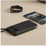 MediaRange Powerbank 10000mAh mit integrierten Ladekabeln und LC-Display Quickcharge MRMA753,