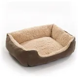 Hundebett Hundekissen Hundekorb Haustierbett Hundesofa Decke Dunkelbraun/Beige 50x37x17 cm