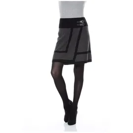 Aniston CASUAL Wickelrock ANISTON CASUAL, Damen, Gr. 42, schwarz (grau, schwarz, meliert), Strick, Obermaterial: 100% Polyacryl, kontrastfarbene Details, modisch, figurumspielend kniefrei, Röcke, mit seitlichen Schnallen verziert