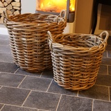 Geflochtener Holz Ratttankorb Weidenkorb Rarttan Holzkorb Feuerholzkorb Deko
