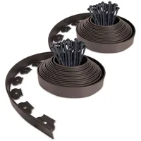 VOUNOT Flexible Rasenkante Kunststoff, mit 60 Erdanker, Länge 20m Höhe 5cm, Braun