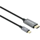 Manhattan USB-C auf HDMI Kabel 1 m Schwarz/Grau