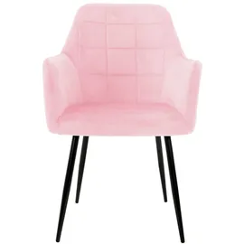 ECD Germany 2er Esszimmerstühle Wohnzimmerstühle Samt Sessel Küchenstuhl Set Rosa