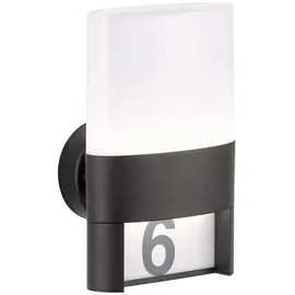 WOFI Wandleuchte Außen Wandlampe Hausnummer Außenleuchte Ip54, Hauswandlampe Terrasse Garten, Metall schwarz, Aufkleber, 1x LED 10,5w 660lm 3000k, Hxbxt 28x15,5x13,5cm, 12227