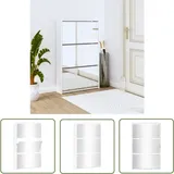 The Living Store Schuhschrank mit Spiegel 3 Fächer Hochglanz-Weiß 63x17x102,5 cm - Schuhschrank - Schrank - Garderobe - Schuhregal