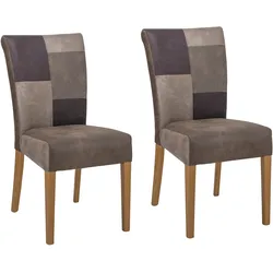 Esszimmerstuhl HOME AFFAIRE "Queen", bunt (patchwork, eiche natur), B:46cm H:93cm T:64cm, Massivholz, Polyester, Stühle, Beingestell aus Massivholz, Patchwork Bezug im Landhaus Stil