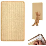 HSYTEK Kratzmatte Katze, Sisal Scratching Boards, 20x40 cm Sisalteppich für Katzen, Katzenkratzbretter, Sisal Kratzteppich, Katzen Kratzmatte mit Klettverschlus für Sofa, Möbel, Tür Kratzschutz (Gelb)