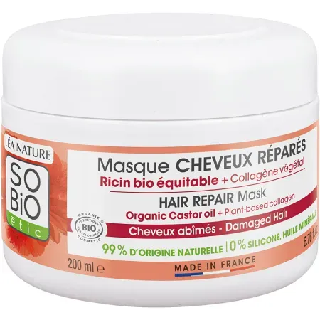 So'Bio Étic Maske Repariertes Haar Rizinus Bio Und Pflanzliches Kollagen Tiegel 200ml