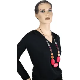 COLLEZIONE ALESSANDRO Lange Kette "Leona", Damen, Gr. onesize, Holz, bunt (multi), COLLEZIONE ALESSANDRO, Basic, Halsketten, aus flachen Holzperlen