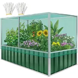 YITAHOME 174x90x88CM Hochbeet mit Struktur aus Vogelschutznetz, Outdoor-Metall-Hochbeeten mit Handschuhen & Verstärktem Rahmen für Pflanzen, Gemüse und Blumen (Grün)