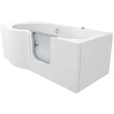 AcquaVapore Whirlpool-Badewanne Sitzbadewanne Senioren Sitzwanne mit Tür S12-AIR-R 85x170 cm, (1-tlg), mit Ablaufgarnitur weiß