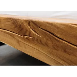 Massivmoebel24 Balkenbett Wildeiche 160x200x85 natur geölt Jangali 711