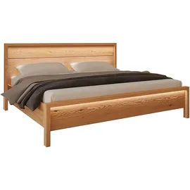Home Affaire Massivholzbett HOME AFFAIRE "Léopoldine aus Kernbuche mit Rauholz-Applikationen", braun, B:209cm H:97cm L:214cm, Betten, Massivholzbett, inkl. LED-Beleuchtung, wahlweise auch in Überlänge erhältlich