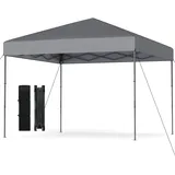 COSTWAY Pavillon 3x3 m, Pop up Faltpavillon höhenverstellbar mit Tragetasche, UV50+ Gartenpavillon inkl. 8 Heringen & 4 Windseilen, Partyzelt Faltzelt für Garten, Terrassen (Grau)