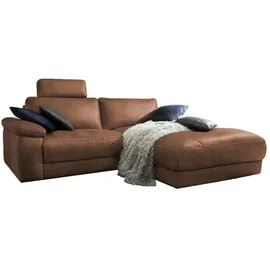 KAWOLA Ecksofa Lola Leder Recamiere rechts braun