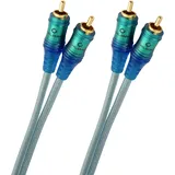 Oehlbach Ice Blue Cinch Kabel 1,5m - Audio Kabel für Plattenspieler, Heimkino, und HiFi Anlage - 2-Fach geschirmtes RCA Kabel aus OFC - 2X 1,5m - blau-transparent
