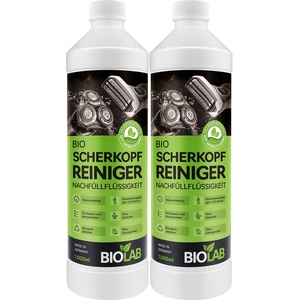 BIOLAB Bio Scherkopfreiniger - Nachfüllflüssigkeit passend für Philips und Braun Series Scherkopf Reinigungskartusche und Rasierer Reinigungsstation (2 x 1000 ml)