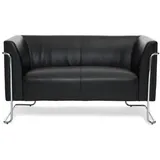 HJH Office Lounge Sofa CURACAO Kunstleder 73 x 53 x 130 cm Schwarz gepolstert