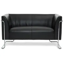 HJH Office Lounge Sofa CURACAO Kunstleder 73 x 53 x 130 cm Schwarz gepolstert