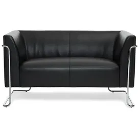HJH Office Lounge Sofa CURACAO Kunstleder 73 x 53 x 130 cm Schwarz gepolstert