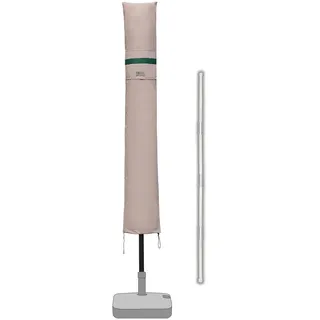 Sekey Sonnenschirm Schutzhülle mit Stab, Abdeckhauben für Ø 300 cm Gartenschirm mit Belüftungsöffnungen, Abdeckung für Marktschirm Und Balkonschirm, 100% Polyester, Khaki