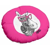 Morbuy Stuhlkissen Runde Sitzkissen Nordic Tiermuster Atmungsaktiv Baumwolle Leinen Tatami Komfortable Stühle Bodenkissen Sitzauflagen für Outdoor Garten Office Sessel (40x40cm,Rosa Zebra)