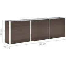 vidaXL Garten-Hochbeet verzinkter Stahl rechteckig 240 x 40 x 77 cm Braun  