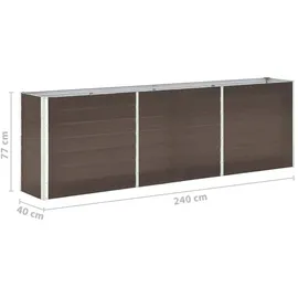 vidaXL Garten-Hochbeet verzinkter Stahl rechteckig 240 x 40 x 77 cm Braun  
