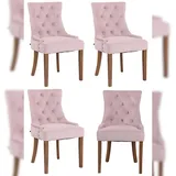 CLP 4er Set Esszimmerstuhl Aberdeen Samt I Mit Hochwertiger Polsterung Und Samtbezug I Polsterstuhl Mit Gestell Aus Kautschukholz