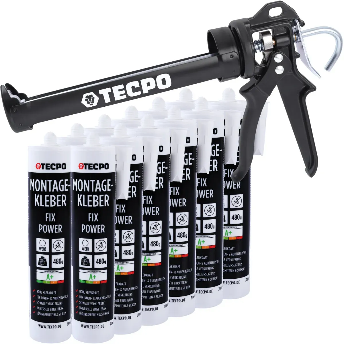 12x TECPO Universal Montagekleber Ultra FIX Power Baukleber 480g...