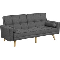 Yaheetech Klappsofa mit Schlaffunktion Schlafsofa Couch mit Verstellbarer Rückenlehne, Loungesofa Bettsofa Liegefläche 163 x 106 cm, Dunkelgrau