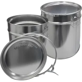 Wilai 30 Liter Weißblecheimer Hobbock inkl. Deckel mit Spannring | Stabile Seitliche Metallgriffe | Luft und Flüssigkeitsdicht | Robust und Stapelbar | Gefahrgut