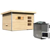 Karibu Skrollan 2 inkl. 9 kW Bio-Kombiofen + ext. Steuerung