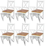 vidaXL Esszimmerstuhl Kiefernholz weiß 6er Set