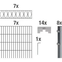 Doppelstabmattenzaun ALBERTS "Eleganz", grau (anthrazit), H:120cm, Stahl, Zaunelemente, anthrazit, Höhe: 100-160cm, Gesamtlänge: 10-20m, zum Einbetonieren