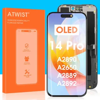 OLED für iPhone 14 Pro LCD Display, Bildschirm LCD für iPhone 14 Pro Touch Screen Digitalisierer für iPhone 14Pro 6.1’’ LCD Touchscreen Montage Bildschirm Ersatz Kits, A2890 A2650 A2889 A2892