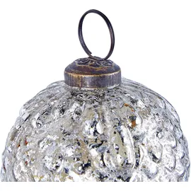 Beliani Weihnachtskugel 6er Set Glas Silber