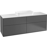 Villeroy & Boch Villeroy und Boch Finion Waschtischunterschrank F32200MT 160x60,3cm, Abdeckplatte black matt, White matt lacquer