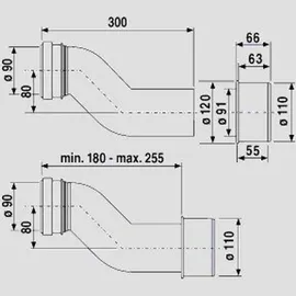 Eisenberg Sanit WC-Etagen-Anschlussbogen DN90/DN100 80mm 58937000000 etagiert um 80 mm, schwarz, DN 90/100