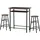 Homcom Bartisch Set 3-teilig Esstisch mit 2 Barhocker Essgruppe Küchentisch und Stühle Stehtisch und Barhocker mit Lagerregal Metall 80 x 50 x 90 cm Schwarz