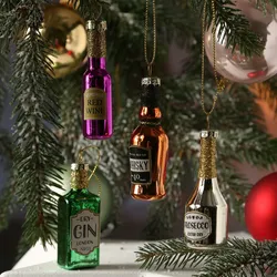Weihnachtsbaumschmuck ALKOHOLMIX  Prosecco Gin Whisky Rotwein 4er Set