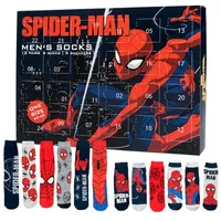 United Labels® Adventskalender Marvel Spiderman Socken Adventskalender mit 12 Paar kurz und lang bunt