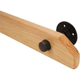Holz Handlauf Geländer für Innen,Dekorative Holz-Handläufe - Komplettset ,Treppengeländer Länge 30-140 Cm,Rutschfeste Handlauf Treppe Mit Stabiler Schwarz Schmiedeeise Handlaufhalter(Size:2.6ft/80cm)