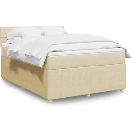 vidaXL Boxspringbett mit Matratze Creme 140x200 cm Stoff