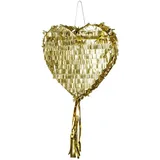 partydeco Pinata, Piñata 32x10x36cm Herz zum Befüllen Gold goldfarben