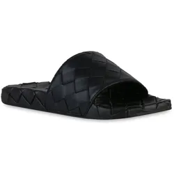 Damen Pantoletten in Schwarz Muster