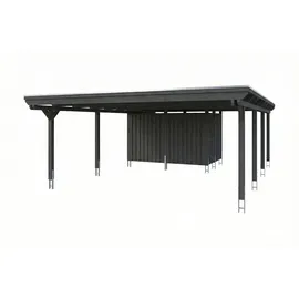 SKANHOLZ Doppelcarport 609 x 8,46 m schiefergrau inkl. Abstellraum